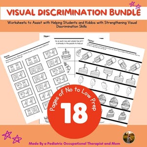 Visual Discrimination Bundle Classroom Homeschool 18 Sheets Visual Perception Montessori, Cognitive Skill, Occupational Therapy