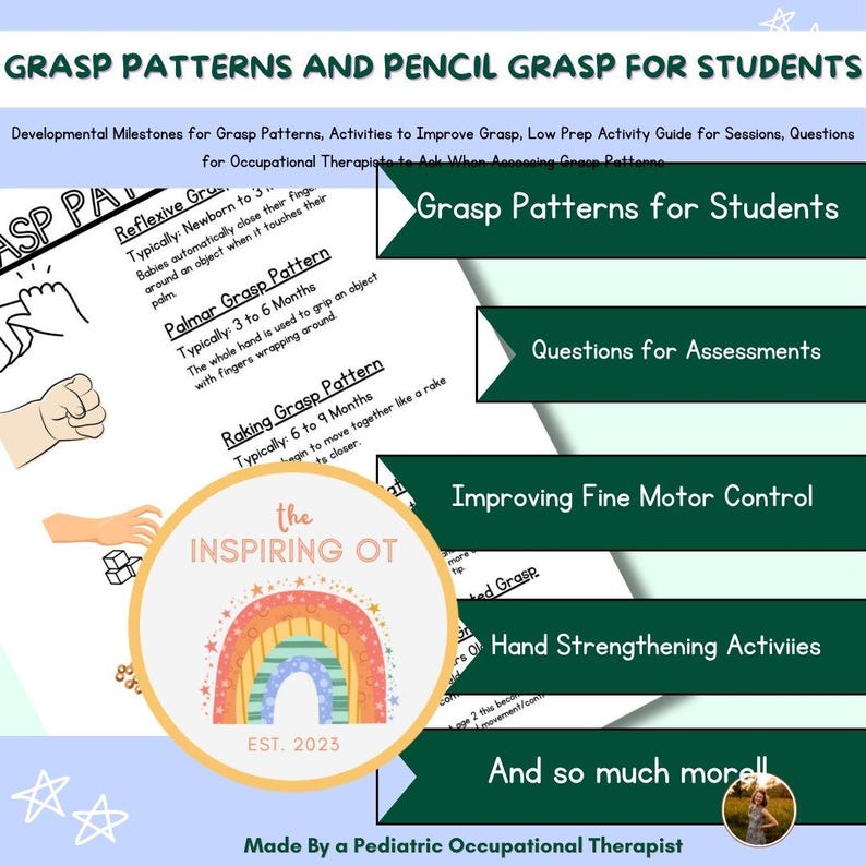 Prehension Patterns Guide, School Based OT, Pediatric Occupational ...