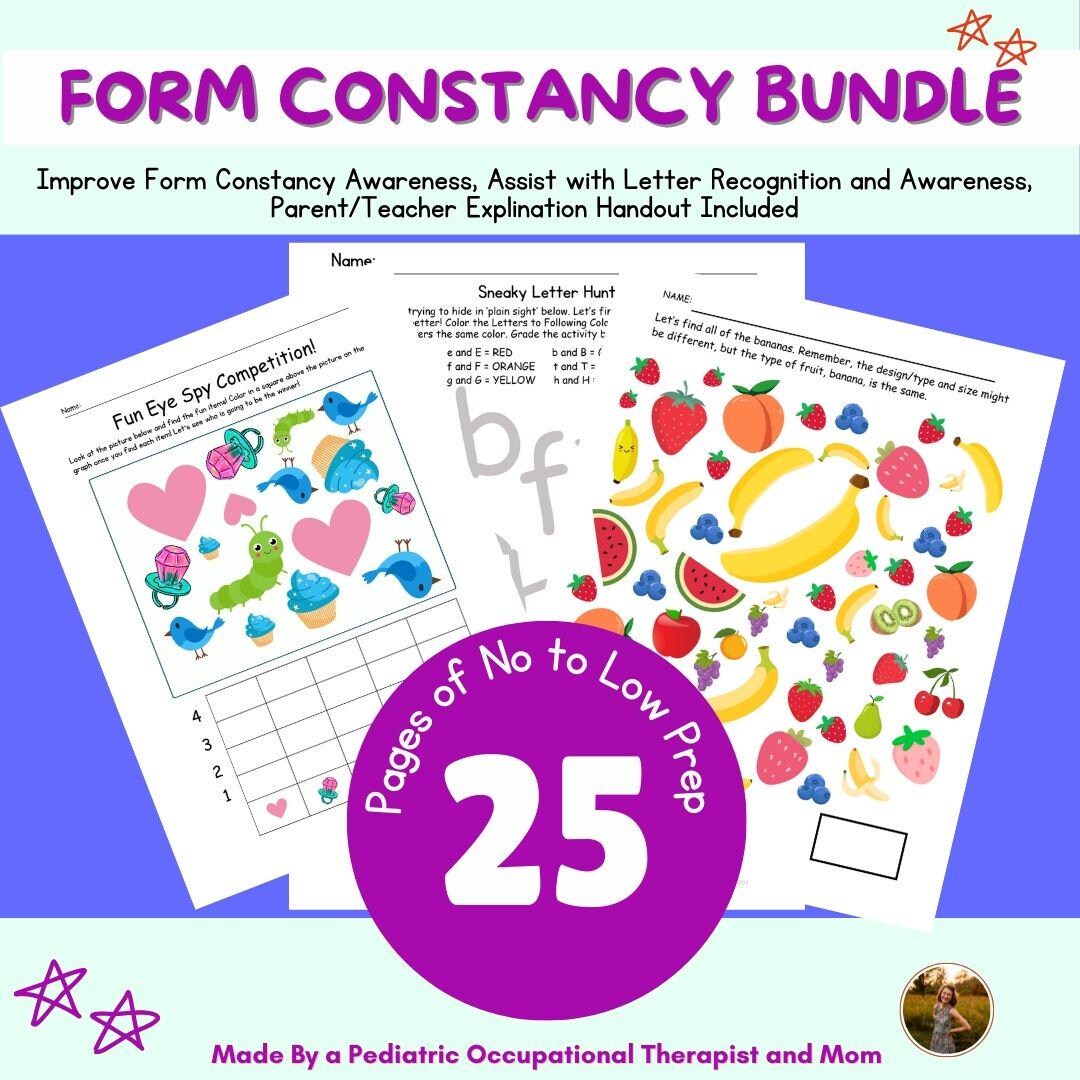 Form Constancy Example Form Constancy Bundle Classrooms Homeschool 27 Sheets Visual Perception ...