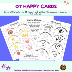 Tarjetas de felicitación de terapia ocupacional, Certificado de Excelencia en Terapia Ocupacional, Motivación para sesiones de terapia ocupacional