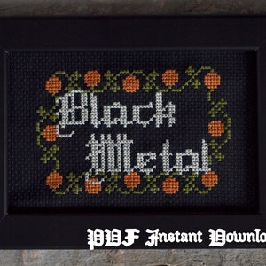 Black Metal Cross Stich Pattern / Music Irreverent Stitcher / DIY Crafts Fabric Art