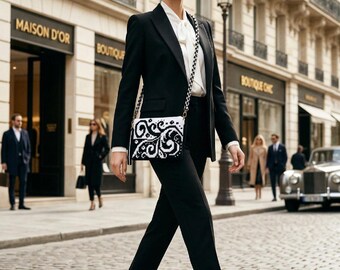 Mini bolso de hombro, bolso de crochet, correa de macramé, bolso hecho a mano, regalo para mamá, regalo para ella