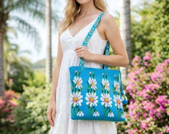 Mini bolso de margaritas a crochet: bolso de hombro hecho a mano, de inspiración wayuu