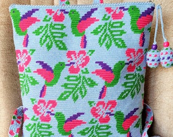 Mochila de crochet de inspiración Wayuu: Birdie Art to Wear Bag