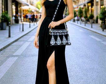 Bolso de mano de ganchillo hecho a mano, mini bolso de macramé