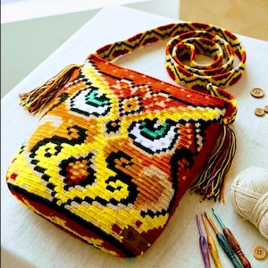 Crochet Owl Bag: Colorful Handmade Microfiber Shoulder Bag