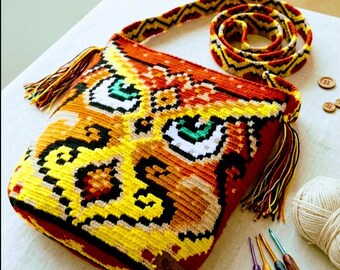 Bolso de búho de crochet: bolso de hombro de microfibra colorido hecho a mano