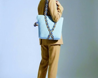 Bolso para portátil de crochet: Monedero bohemio hippie de algodón con cremallera