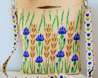 Mini bolso de crochet: bolso artesanal con asas de macramé para lucir con estilo
