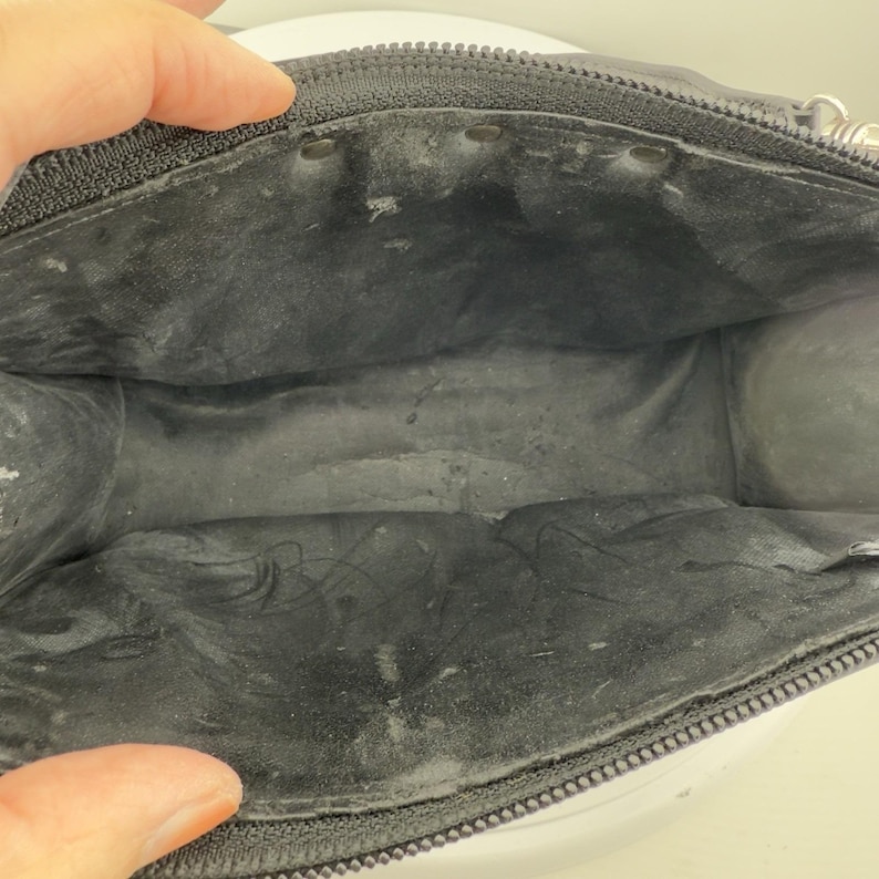 Vtg Brighton Crossbody Purse Black Romag Embossed Leather Organizer Weave Accent image 9