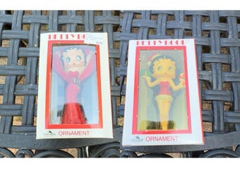 Vtg 90s Kurt S Adler Betty Boop Character Christmas Ornament Heart Present Set 2