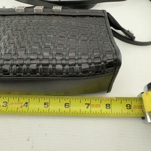 Vtg Brighton Crossbody Purse Black Romag Embossed Leather Organizer Weave Accent image 12