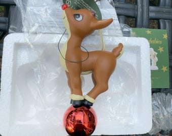 Dept 56 Snowbabies Rudolph The Red-Nosed Reindeer Christmas Ornament Lights Up