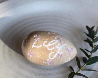 Personalized Easter Egg Place Card | Hand-Lettered Wood Decor