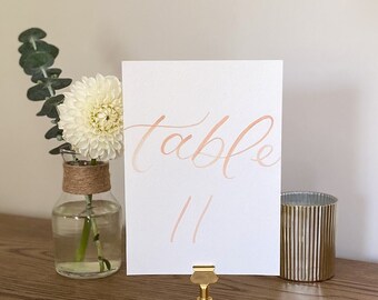 Watercolor Calligraphy Table Number | Handmade Wedding Decor