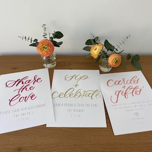Hand-Lettered Wedding Sign Set | Customizable Reception Decor