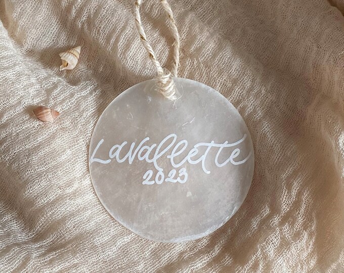 Shell Ornament | Hand Lettered Ornament | Custom Ornament | Beach Ornament | Custom Beach Ornament | Beach House Ornament | Hand Lettered