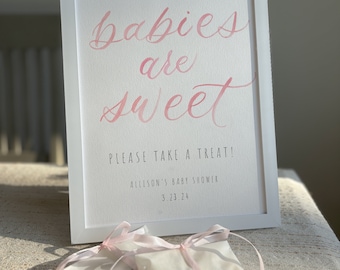 Custom Watercolor Baby Shower Sign • Babies Are Sweet Treat Table Decor