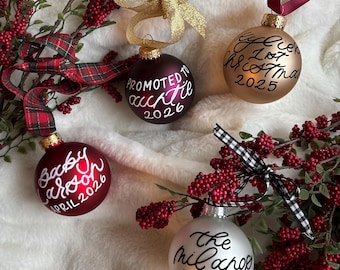 Custom Hand Lettered Christmas Ball Ornament | Personalized Keepsake