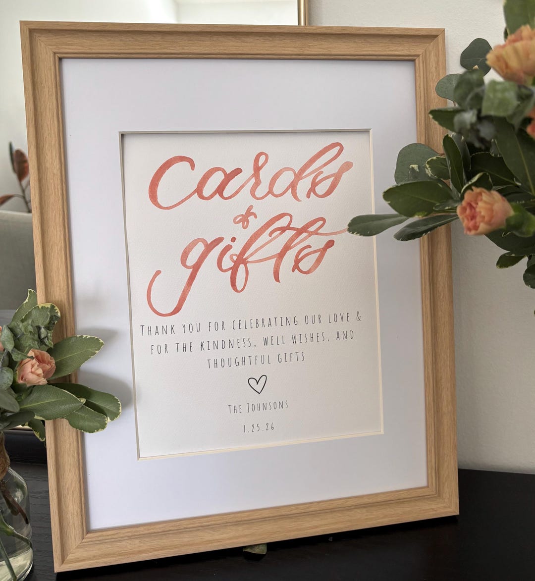 Personalized Cards and Gifts Sign | Watercolor Wedding Decor - Etsy