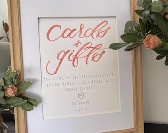 Personalized Cards and Gifts Sign | Watercolor Wedding Decor