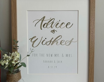 Watercolor Advice & Wishes Sign: Custom Bridal Shower Decor