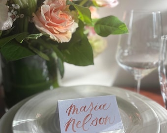 Custom Watercolor Calligraphy Place Cards | Wedding Table Decor