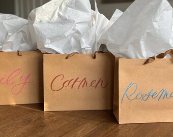 Custom Name Gift Bag: Hand Lettered Bridal Party Favor