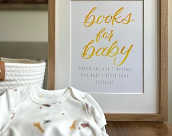 Watercolor Baby Shower Sign | Books for Baby Library, Custom Name