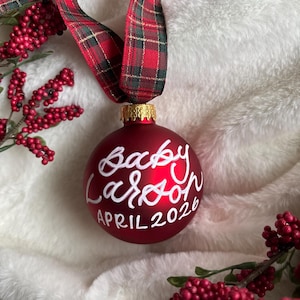 Custom Ornament | Personalized Ornament | Christmas Ornament | Red Matte Ornament | Hand Lettered Ornament | Custom Christmas Ornament