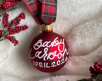 Custom Ornament | Personalized Ornament | Christmas Ornament | Red Matte Ornament | Hand Lettered Ornament | Custom Christmas Ornament