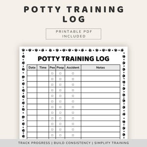 Puppy Potty Training Log Printable | House Training Tracker | Daily Puppy Potty Chart | Dog Potty Log PDF | Puppy Training Printable