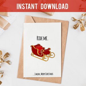 Weihnachtskarte für Freund, druckbare Weihnachtskarte für ihn, Ehemann Weihnachtskarte, freche Weihnachtskarte für Partner, Ride me, ich meine