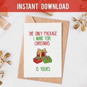 Christmas card for boyfriend, printable Christmas card for him, Husband Christmas Card, Naughty Christmas Card For Boyfriend, only package