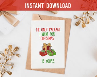 Weihnachtskarte für Freund, druckbare Weihnachtskarte für ihn, Ehemann Weihnachtskarte, Naughty Christmas Card For Boyfriend, only package