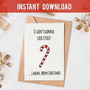 Christmas card for boyfriend, printable Christmas card for him, Husband Christmas Card, Naughty Christmas Card For Boyfriend, not gonna lick