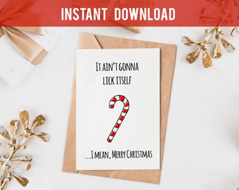 Weihnachtskarte für Freund, druckbare Weihnachtskarte für ihn, Husband Weihnachtskarte, Naughty Christmas Card For Boyfriend, not gonna lick