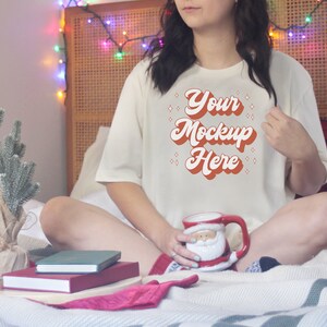 Christmas Bella Canvas 3001 Mockup, Natural Bella canvas mockup, Boho Christmas mockup, Christmas tshirt mockup, Natural tshirt mockup