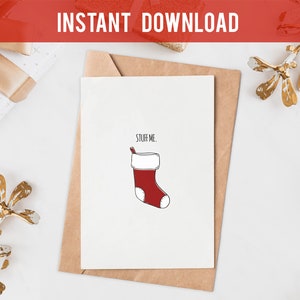 Christmas card for boyfriend, printable Christmas card for him, Husband Christmas Card, Naughty Christmas Card For Boyfriend, Stuff me 1013