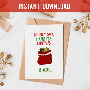 Christmas card for boyfriend, printable Christmas card for him, Husband Christmas Card, Naughty Christmas Card For Boyfriend, The only sack