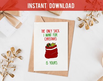 Weihnachtskarte für Freund, druckbare Weihnachtskarte für ihn, Ehemann Weihnachtskarte, Naughty Christmas Card For Boyfriend, The only sack