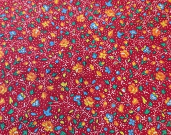 Joan Kessler 1994 Concord Fabrics | Red Floral | 1 Yard Vintage