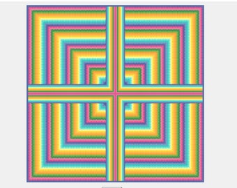 Modern Rainbow Geometric Cross Stitch Pattern Digital Download Square & Cross Design 222x222 Stitches