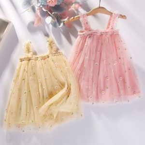 Baby Girl Birthday Princess Dress Floral Fairy Costume  Sleeveless Tulle Party Gown
