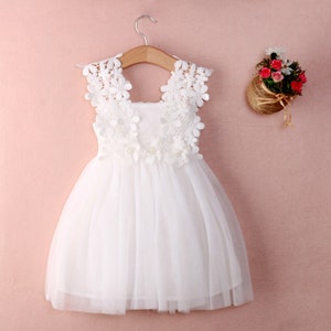 Toddler Girl Lace Flower Girl Dress - Lace Wedding Dress – Baby Girl Bridesmaid Dress | Summer Party Princess Dress - Tulle Skirt Dress