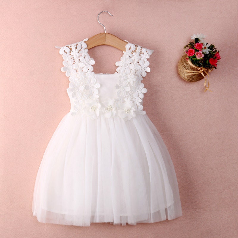 Gabardine dress with lace, Baby winter ceremony