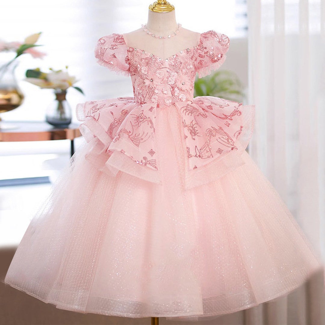 Toddler Girl Pink Wedding Dress Tulle Dresses for Flower Girl Dress ...