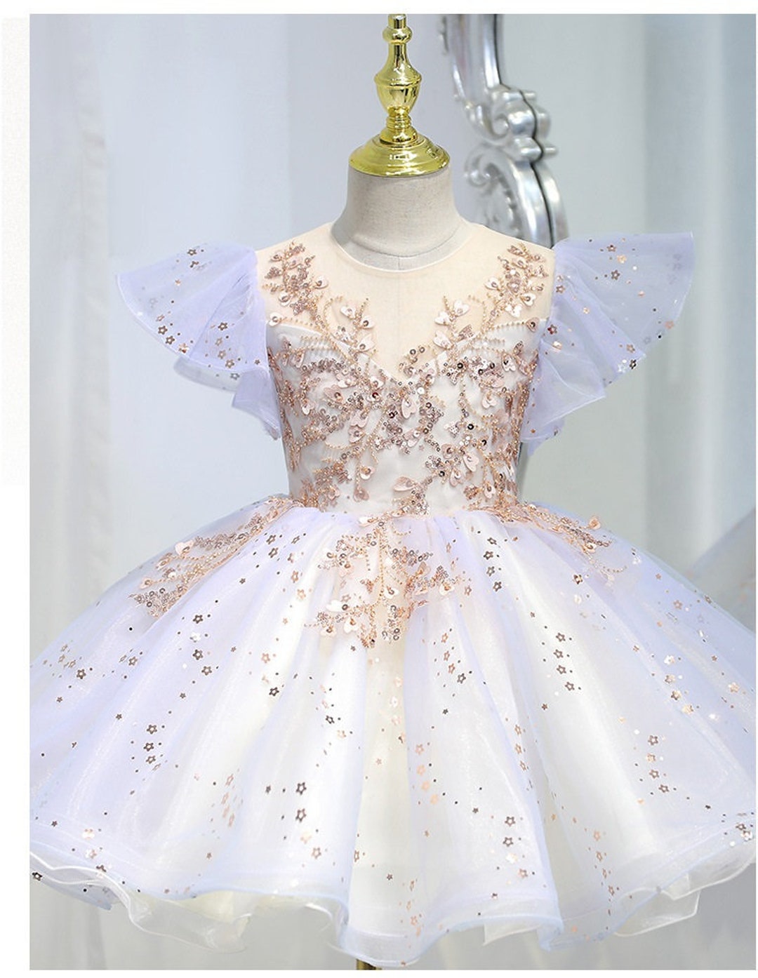 Girl Sequin Wedding Dress, Flower Girl Dress Ball Gown Evening Dress ...