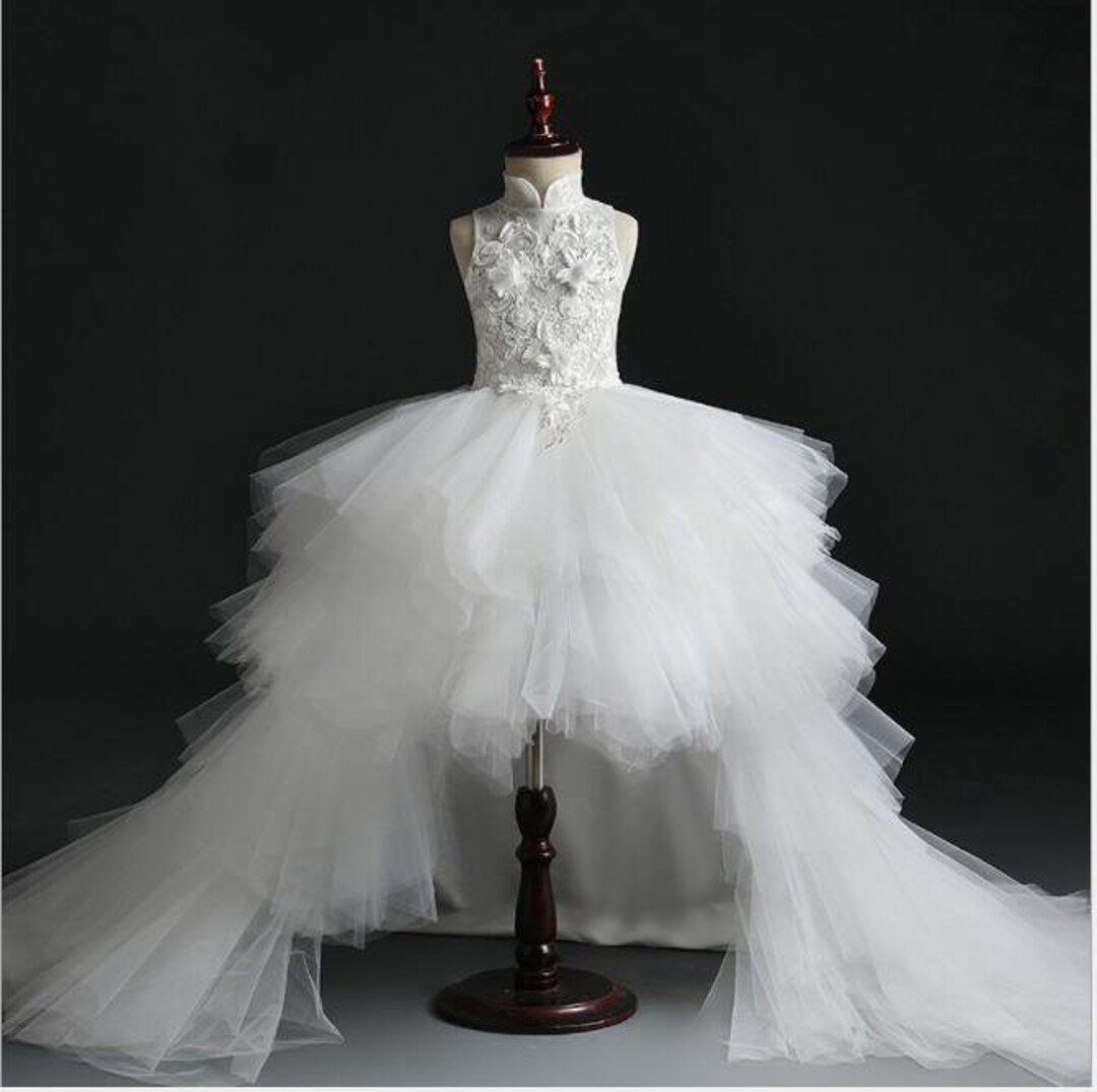 White Wedding Dress, White Tulle Prom Dress Flower Girl Dress, Ball ...