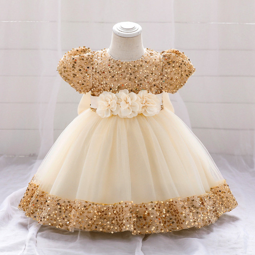 Newborn Baby Girl Sequin Dress Baby Girl First Birthday Dress Princess
